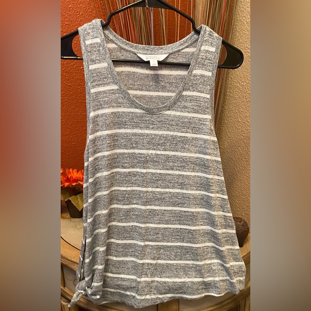 NEW- Market & Spruce soft heathered gray striped Vreeland side split tank -NWOT - Picture 2 of 6
